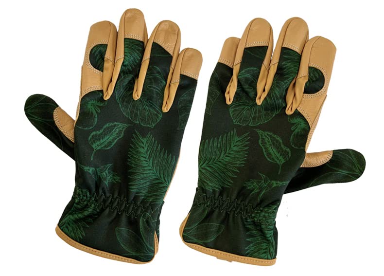 Spear & Jackson HPLGLOVESKEW KEw Gardens Collection High Performance Patterned Gloves (Large), Botanical Pattern & Tan Leather - Image 4