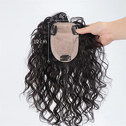 Remeehi Real Remy Human Hair Long Curly Wavy Hand Made Toupee Topper Wiglet Clip In Hairpieces Top Thin Loss Hairpiece Natural Black #TOP4