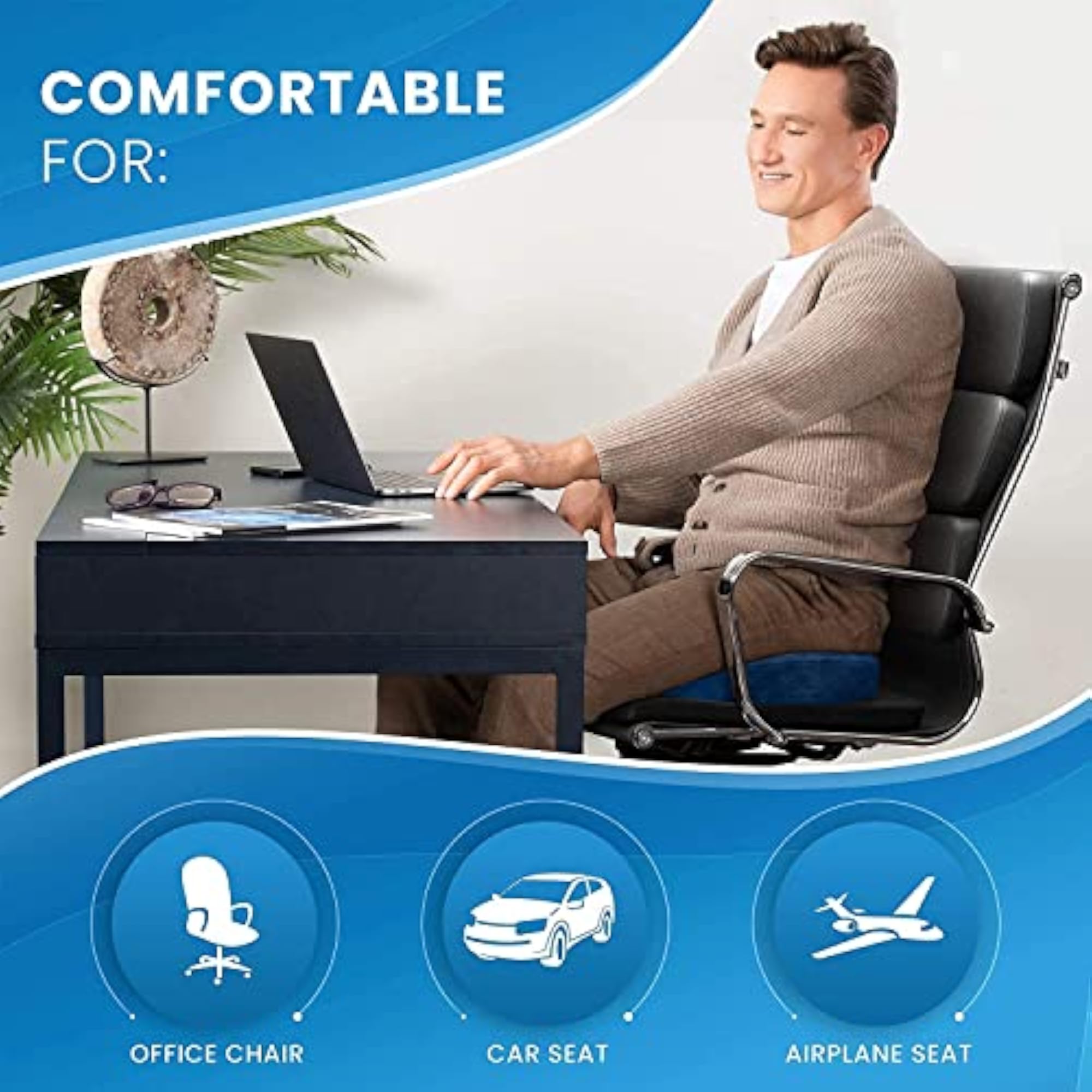 Seat Cushion & Lumbar Support Pillow for Office, Car