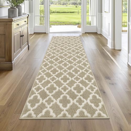 Image of SHACOS Long Hallway Runner Non Slip 60x240 cm Washable Carpet Runners Beige