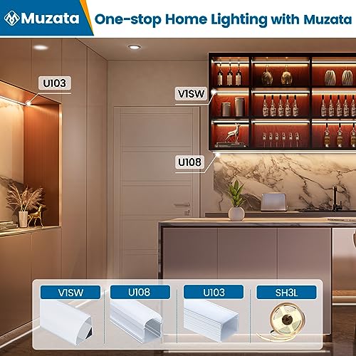 Image of Muzata 10Pack 3.3FT /1M Excellent Spotless LED Channel LED Strip Diffuser Channel with Thicker Milky White Cover No Hot Spots White Deeper U108 HW 1M