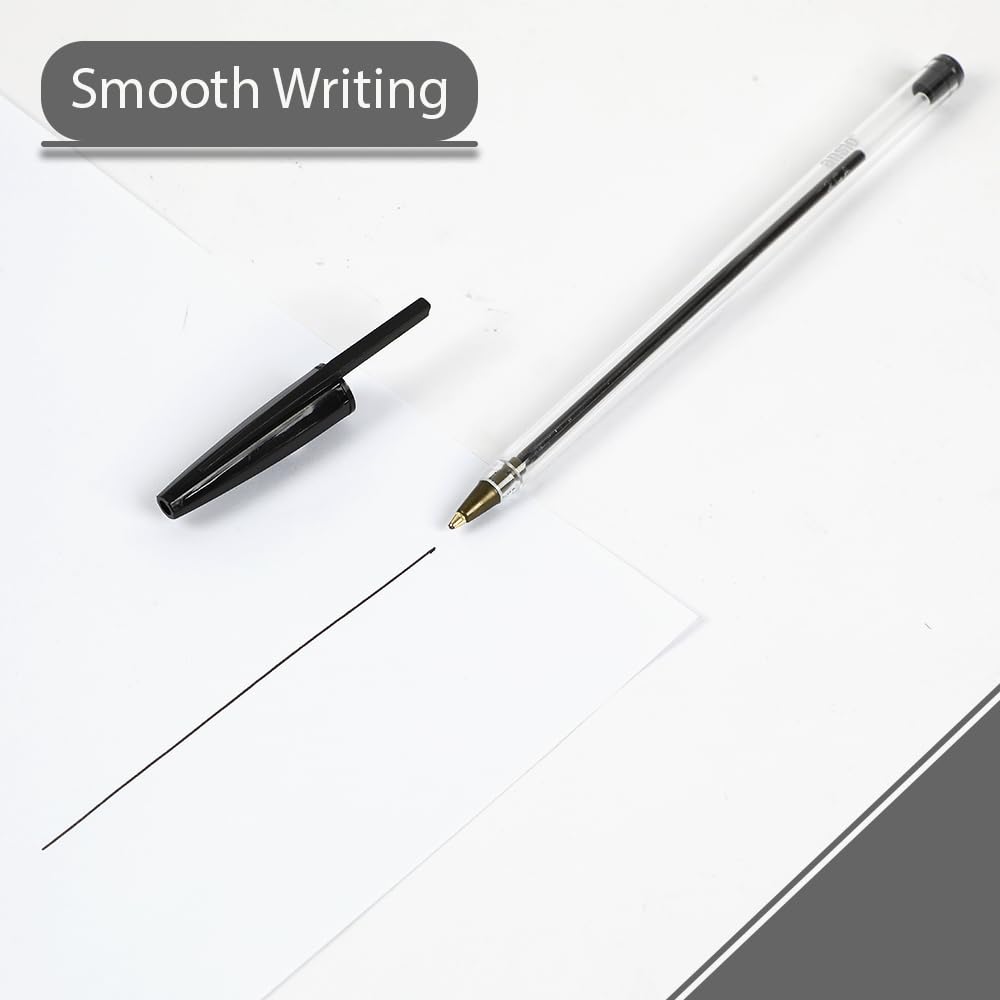 ANSIO Black Biro Pens - Medium Tip (1.0mm) Smooth Writing Ballpoint Pens - Ideal for School Office & Home Use: Value Pack of 50 - Image 3