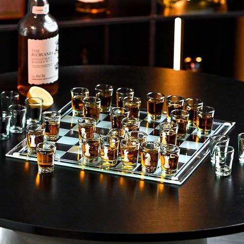 Shot Glass Chess Set, tablero de ajedrez 9.45 pulgadas miniatura 6