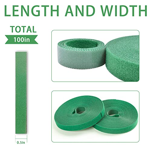 Green Garden Ties For Climbing Plants - 32.8Ft ×1/2 Inch, 3 Rolls Stretch Plant Ties, Cut-To-Length Reusable And Adjustable Garden Twine & Twist Ties Plant Supports For Effective Growing Strong #TOP1