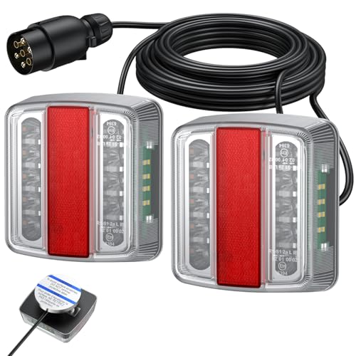 AUTOUTLET 2X Luces Traseras para Remolques 12V Homologado, Iluminación del Remolque, Cable 7,5m con Luz de Matrícula, Montaje Magnéticos 18 LED para Camión, Remolque, Van Caravan