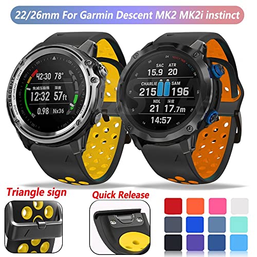 Correa de silicona de 26mm ágata ideal para buceo con Garmin Descent MK1 2
