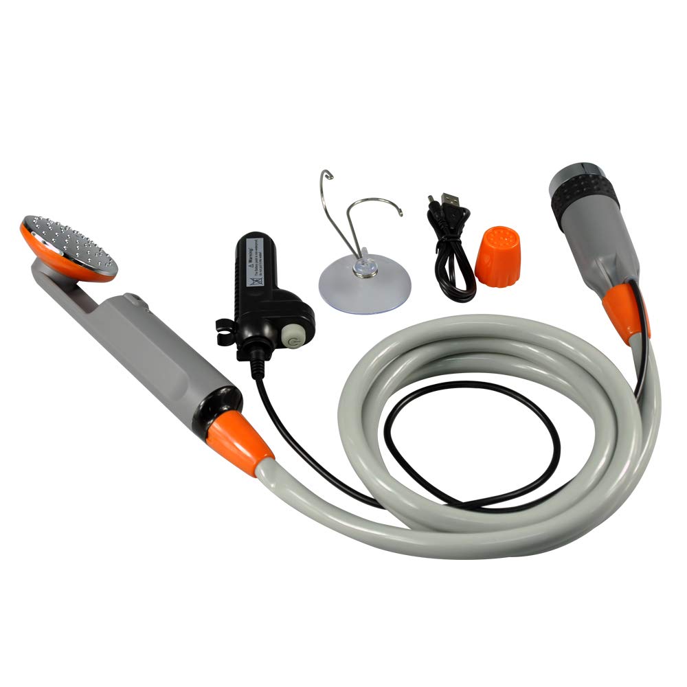 Moonight Portable Camping Shower Battery Powered Helio Pressure Shower for Outdoors Camping Pet Cleaning Car Washing Plants Watering Battery Powered Pump Watering System