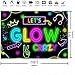 Wollmix Neon Glow Party Decorations Supplies Backdrop 10x7ft Glow in The Dark Let’s Glow Banner Photography Background Birthday Sleppover Graffiti Splash Paint Black Light Kids Photo Booth