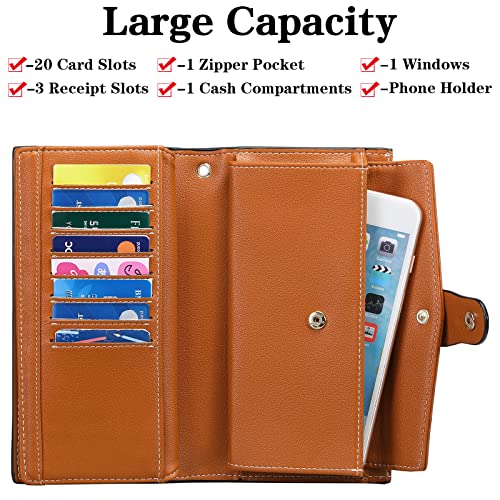 Women's Wallet RFID Blocking Leather Bifold with Phone Pocket Credit Card Holder ID Slot Multi-Pocket Design Slim Clutch Purse for Women2