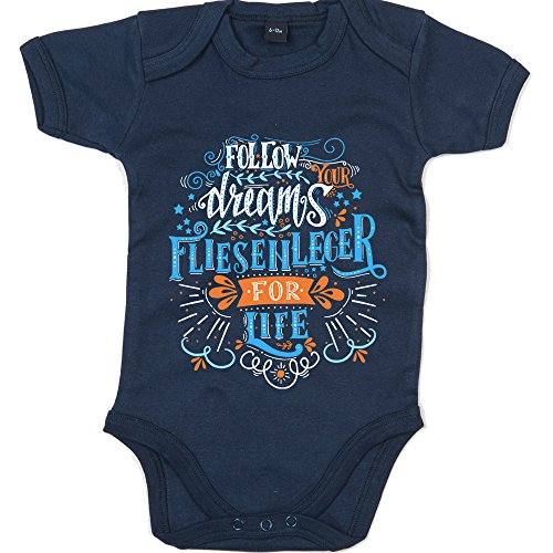 Preisvergleich Produktbild Flowerpower Fliesenleger #1 Babybody / Berufe / Follow Your Dreams / Traumberuf / Jungen / Kurzarmbody, Farbe:Blau (Nautical Navy BZ10);Größe:3-6 Monate
