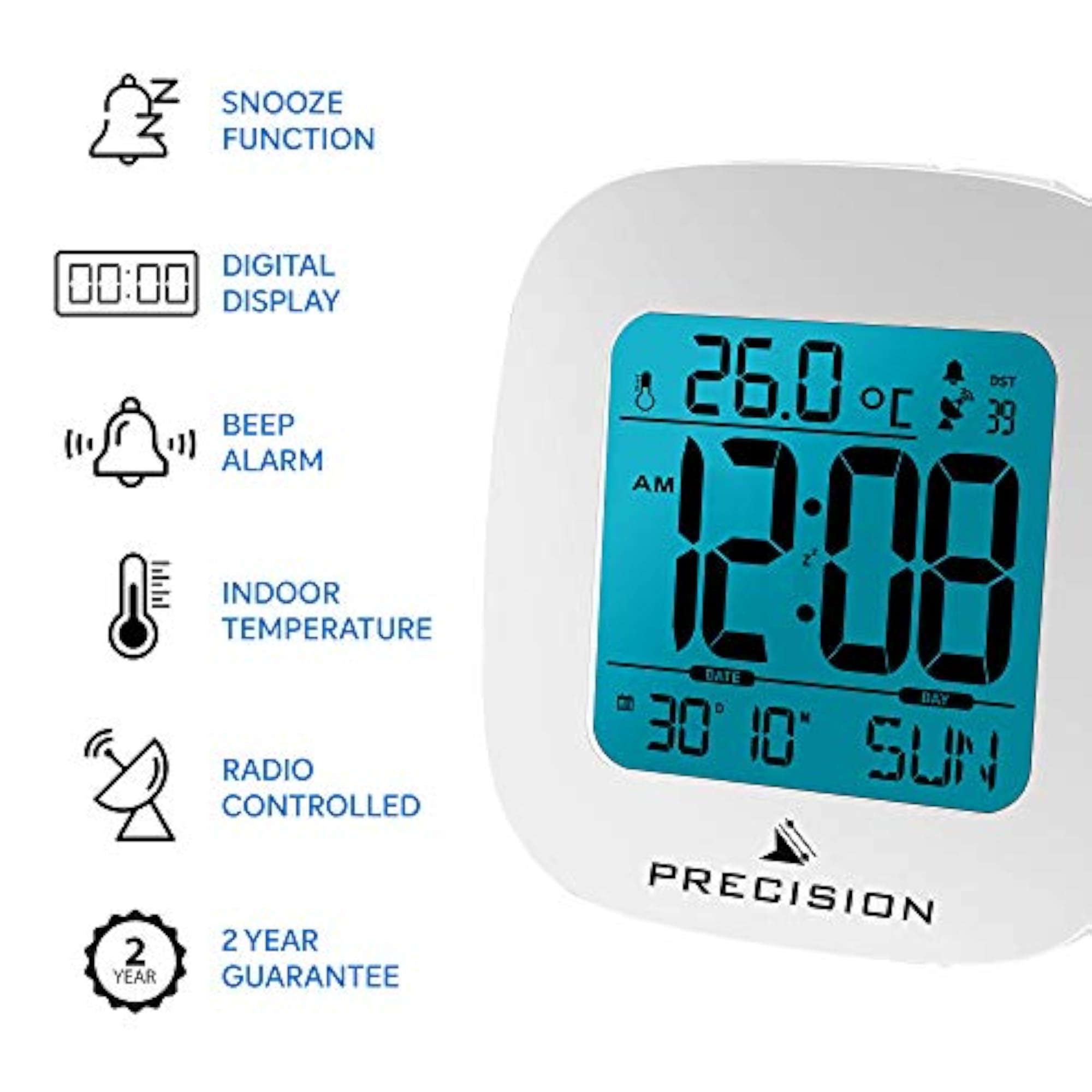 AP058 Alarm Clock, White, One Size