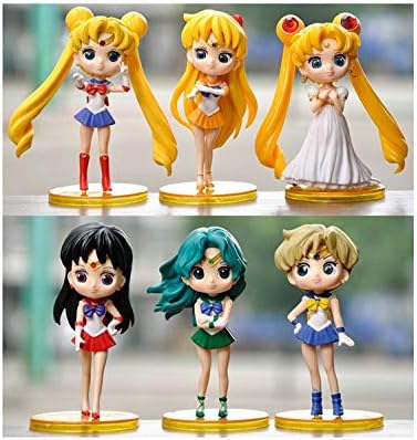Ruyifang Pretty Soldier Sailor Moon Figures Doll Decoration With Base Action Figure About 4.33 Inch