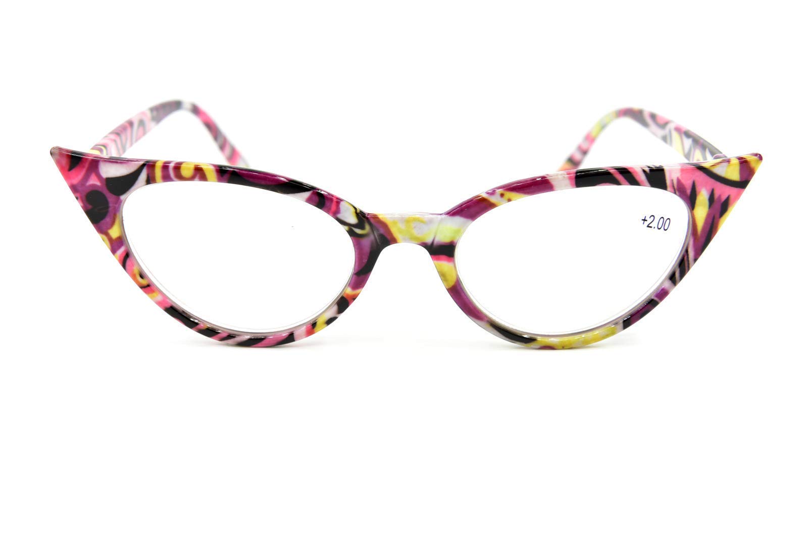 Fads & Fashions Unisex Abstract Cat Eye Reading Glasses Retro 1950S 1960S Vintage Fashion Metal Hinges Mt57 (, 1.5)