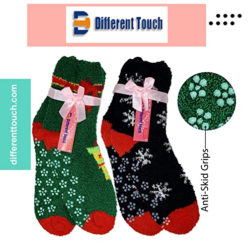 Image of SUMONA Different Touch 6 Pairs Cozy Fuzzy Non Skid Grip Hospital Home Slipper Socks