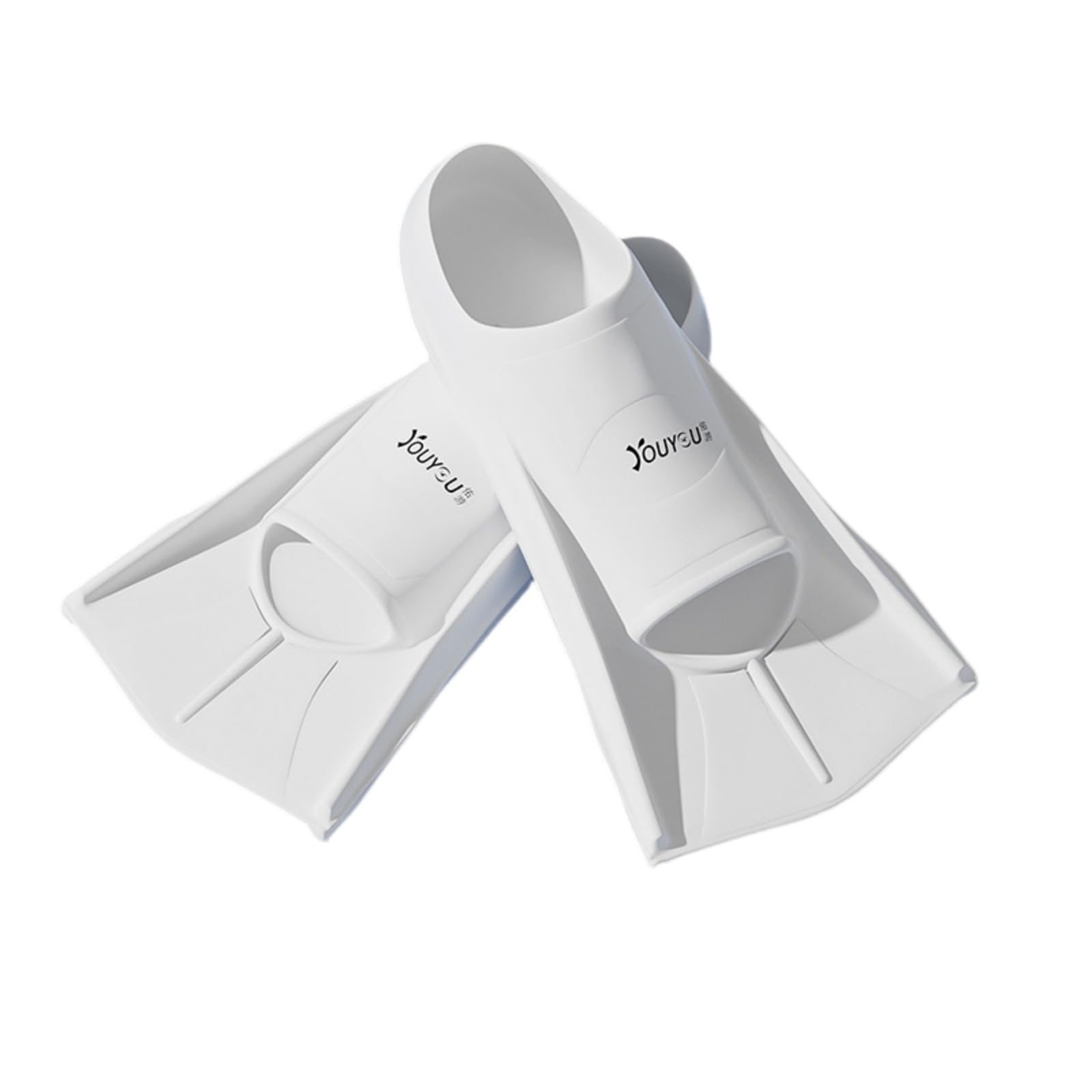 ENEN Swim Fins Adult Training Size 33-47, Silicone Training Fin Swimming Adjustable Lightweight Fins Soft Comfort for Kids Children Adult Men Women (M,White)