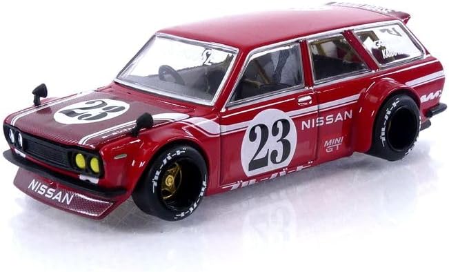 Truescale Miniatures Datsun KAIDO 510 Wagon Carbon Fiber V2 Red Kaido House 1/64 Diecast Model Car True Scale KHMG063