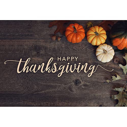 Happy Thanksgiving Day Backdrop 5x3ft Wood Pumpkins Backdrop for Thanksgiving Dinner Friendsgiving Photography Background