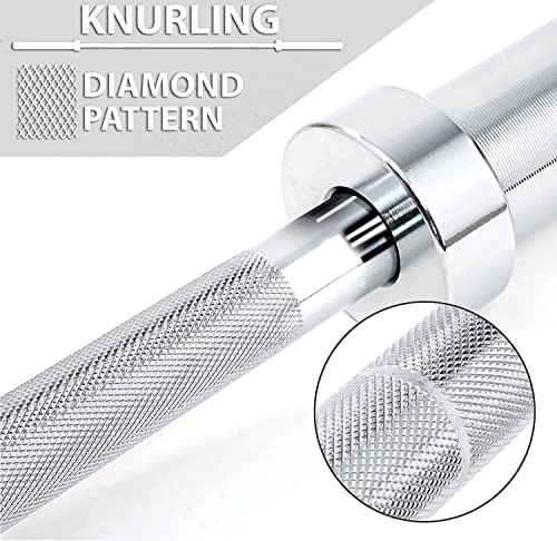 MYOYAY Weight Lifting Barbell Bar | Fitness 4ft Barbell Weight Bar with 2 Spring Clip Collars | Chrome, Anti-Slip Hand Grip, Solid Steel, Gym Equipment | Training, Fitness, Exercise, Workout - Image 4