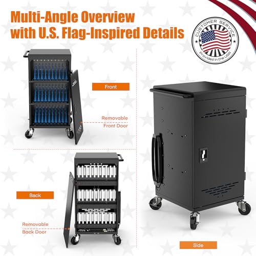 Image of Meteteel 30 Device Charging Cart for Chromebook iPad Laptop K-12