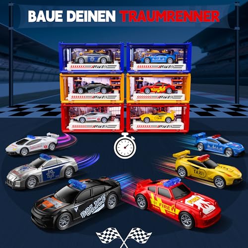GoStock Auto Spielzeug Set, Spielzeugautos Metall mit Rennbahn und Garage, Kleine Autos für Kinder ab 3 Jahren, Geburtstagsgeschenk für Jungen und Mädchen