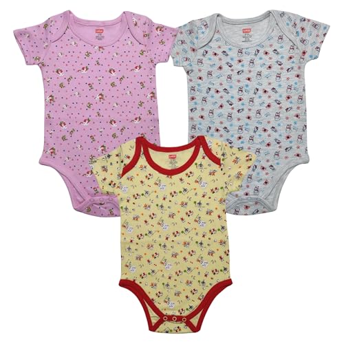 Image of LuvLap Baby Boys & Girls 100% Cotton Half Sleeve Romper /Bodysuit, Pack Of 3