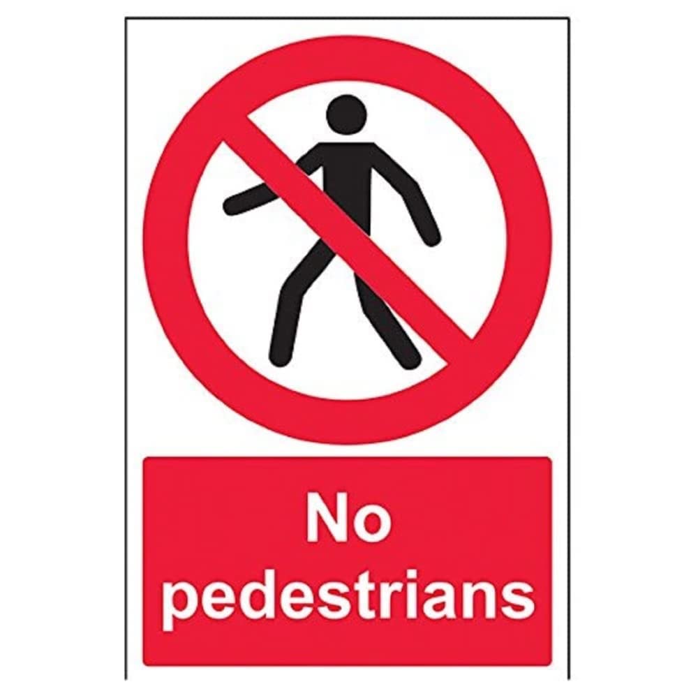 V Safety No Pedestrians Prohibition Sign - 200mm x 300mm - 1mm Rigid Plastic