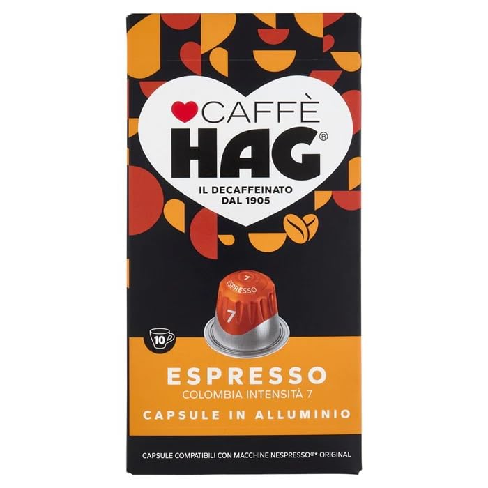 Hag COLOMBIA - 200 Capsule Caffè Decaffeinato Espresso - Compatibili con Macchine Nespresso in Alluminio - Intensità 7/10 *