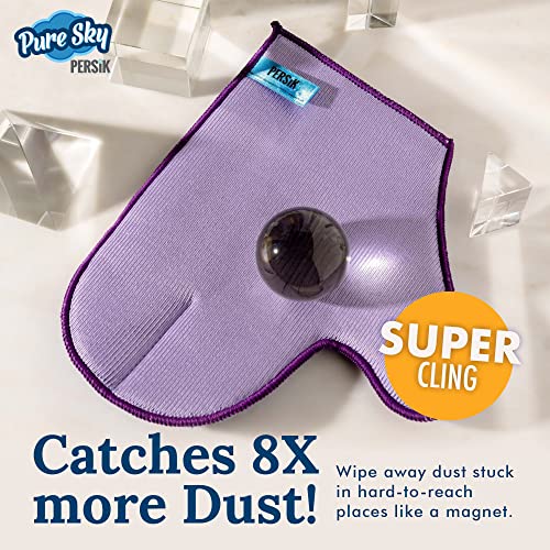 Pure-Sky Glass Cleaning Cloth Glove - Just Add Water No Detergents Needed – Streak Free Magic Ultra Microfiber Window Polishing Glove - For Windows, Glass, Mirrors - Leaves No Wiping Marks - 2 Pack #TOP6