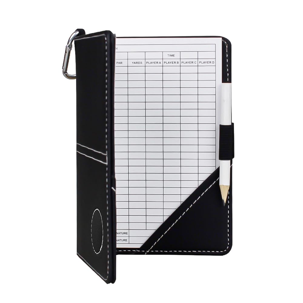 Golf Scorecard Holder, PU leather Golf Log Book with 10 Pcs Golf Scorecards Portable Golf Yardage Book for Golf Training Men & Women - Image 3