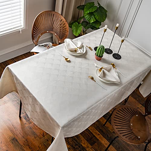 Mangata Casa Tablecloths For Rectangle Tables 60X84 Inch-Beige Geometric Polyester Waterproof Wrinkle Free Washable Table Covers -Summer Kitchen & Table Linens For Dining,Outdoor & Picnic #TOP1
