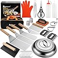 ROMANTICIST Professional Grade Griddle Accessories Kit - 30PCS Flat Top Grill Tools Set for Breakfast, Outdoor Grilling, Teppanyaki - Heavy Duty Griddle Spatula Scraper Burger Press - Ideal Grill Set