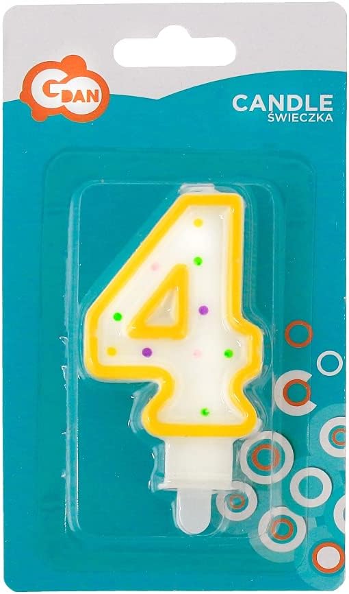 Number candle with dots 4, 7.5 cm