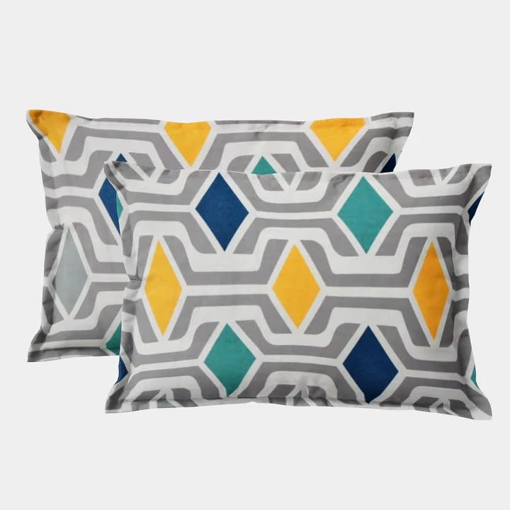 Image of Premium Supersoft Pillow Covers Set of 8 Piece || Pillow Cases 8 Piece Set || 300 TC Cotton Floral Feel Glace Cotton (18 inch x 27 inch inch), Multicolour