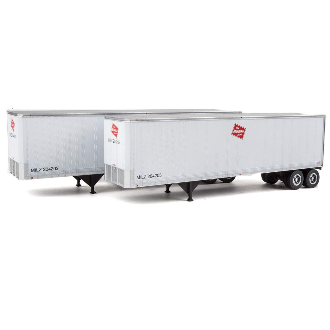 Walthers HO Scale 40' Trailmobile Trailer 2-Pack Milwaukee Road (White/Red Logo)