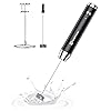 Maestri House Rechargeable Milk Frother with Stand, Handheld Electric Foam Maker Waterproof Detachable Stainless Steel Whisk Drink Mixer Foamer for Lattes, Cappuccino