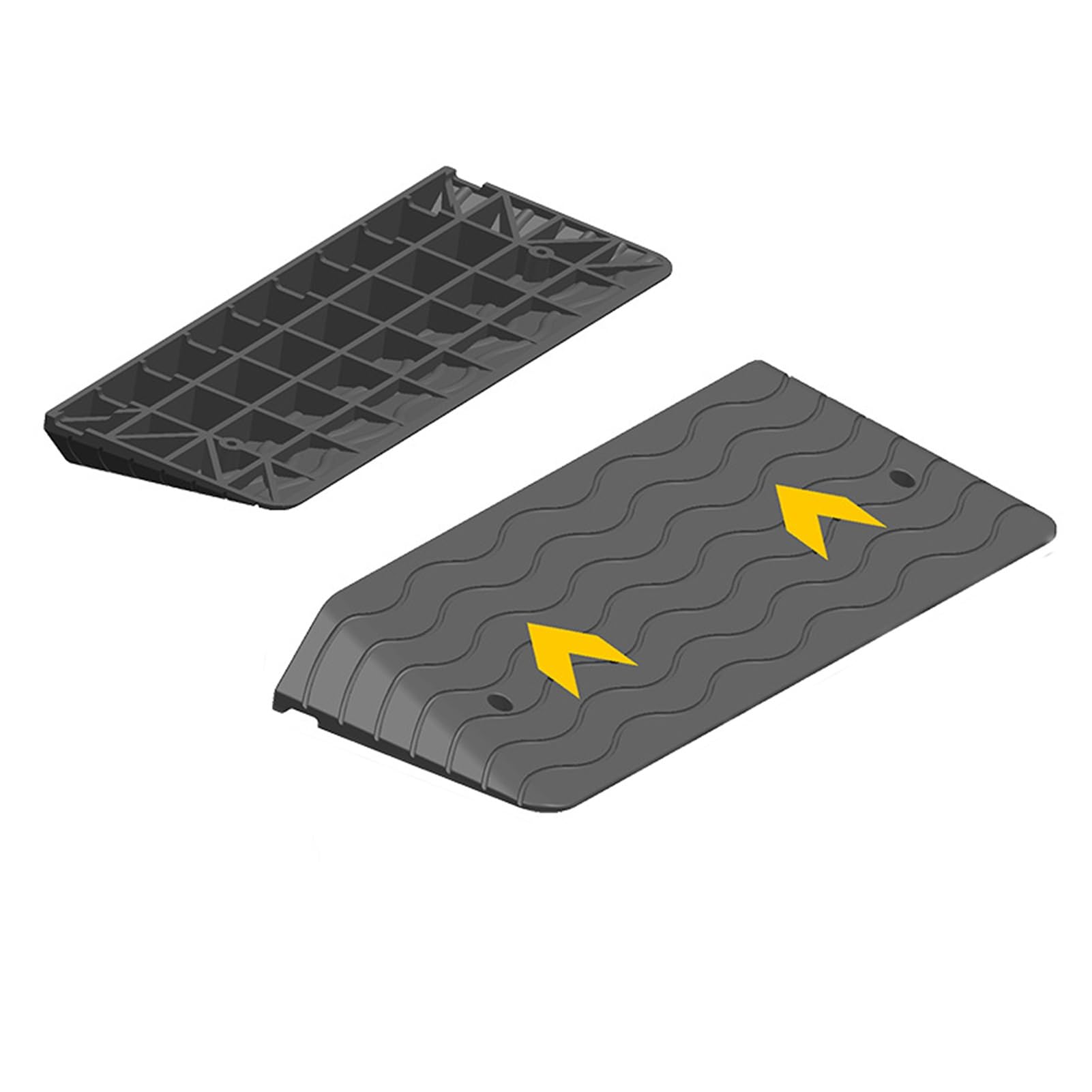Rounded Corners Rise Rubber Curb Ramp, Heavy Duty Threshold Slope Ramp, Ideal For Loading Docks, Bicycles, Warehouses, Garages, Sidewalks, Wheelchairs(110x41x5cm)
