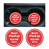 Sylvil 2 PCS Bling Car Cup Coaster, 2.75 Inch Anti-Slip Cup Holder Insert Coasters, Crystal Rhinestone Auto Drink Car Cup Mat for Women Girls, Universal Interior Car Accessories (Red)