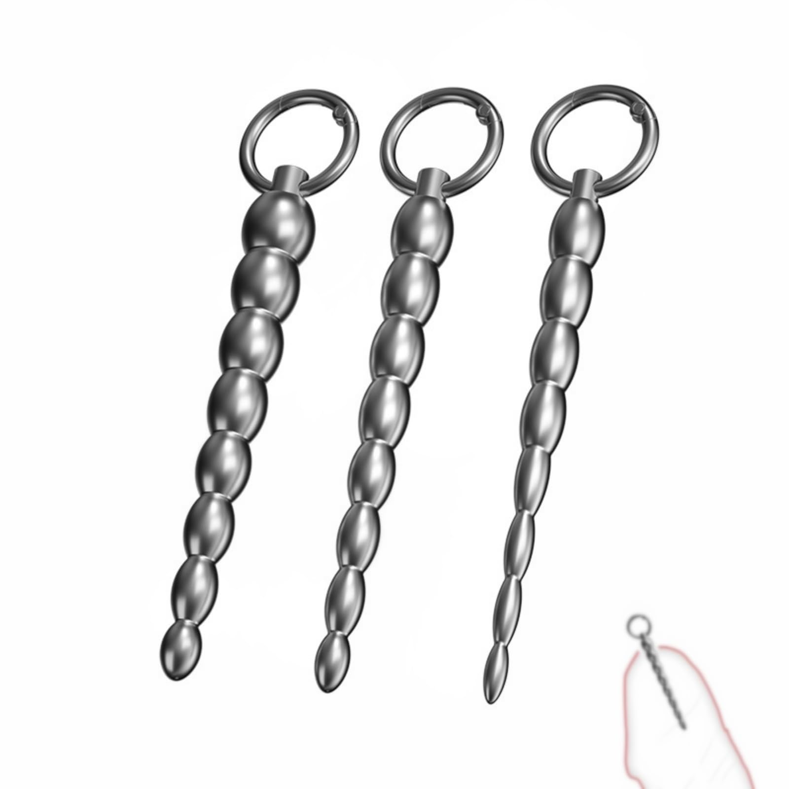 Barra per esercizi uretrali in acciaio inossidabile da uomo Accessorio per allenamento in metallo Lunghezza 133 mm - IThlM28 (3Pcs)