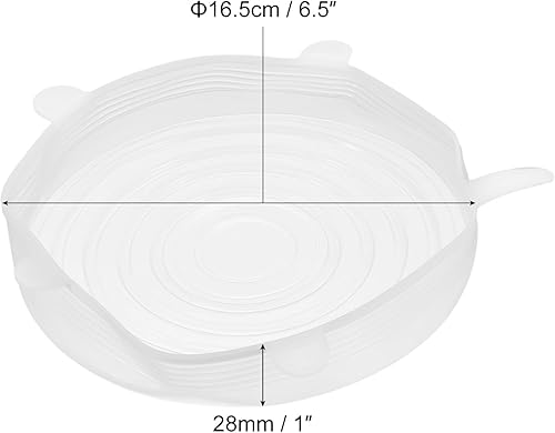Miniatura 2 de uxcell Tapas elásticas de silicona, paquete de 6 tapas redondas de 6.5 pulgadas, tapas de silicona reutilizables para tazas, cuencos y cubierta de
