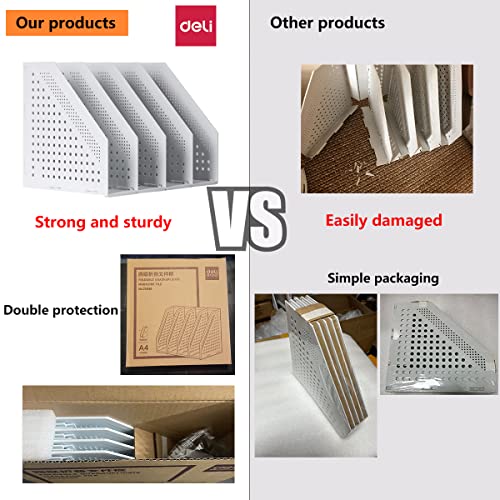 Sivelike Deli A4 File Holder Folding Bookshelf,1 Year Warranty,4 Vertical Compartments magazine file holder,Desk Organizer Document Folder for Office Organization and Storage (Light gray) - Cosy Home Interiors Sivelike Deli A4 File Holder Folding Bookshelf,1 Year Warranty,4 Vertical Compartments magazine file holder,Desk Organizer Document Folder for Office Organization and Storage (Light gray) - Image 3