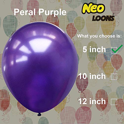 Image of Neo LOONS 100 pcs 5 inch Pearl Purple Premium Latex Balloons - Great for Kids, Adult Birthdays, Weddings, Receptions, Baby Showers, Water Fights, or Any Celebration
