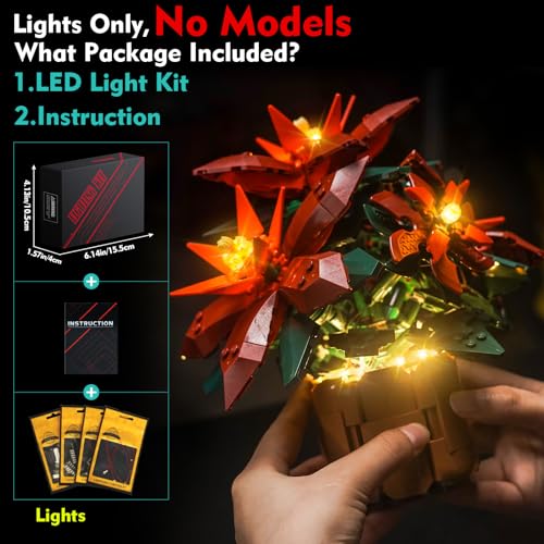 LocoLee LED Light for Lego Poinsettia Holiday Centerpiece 10370