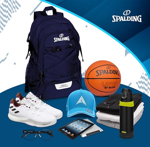 Image of Spalding Basketball Backpack Sports Bag | Large Black Backpack with Shoe and Ball Compartment | Gifts for Basketball Players