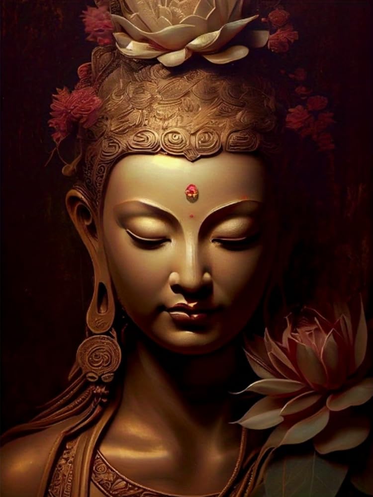 GLTEYACO 5D Diamond Painting Diamond Art Kits DIY Adult Beginner Diamond Crafts Home Wall Decoration Buddha Statue 40x50 cm