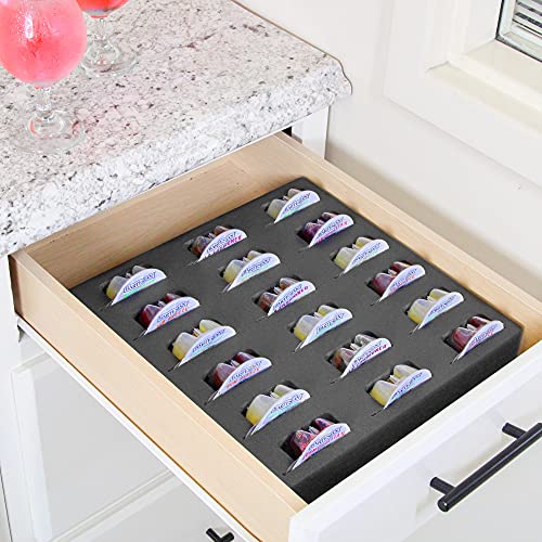 Polar Whale Cocktail Capsule Drawer Organizer Tray Insert Compatible With Bartesian For Kitchen Home Bar Party Waterproof Washable Black Foam 18 Compartment 12.5 X 12.5 Inches #TOP23