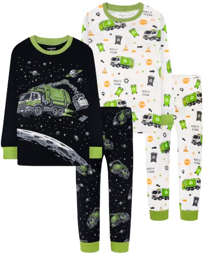 Image of DAUGHTER QUEEN Boys Pajamas 4 Pieces Long Set 100% Cotton Sleepwear Size 18 Months-12 Years