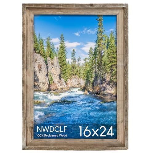 NWDCLF Rustic 16x24 Picture Frame, Reclaimed Barnwood Photo Frame with