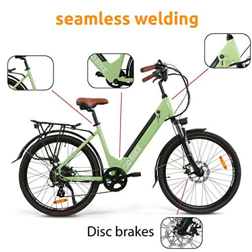Kiraz Soleil Lightweight Electric Motorized Bike, Step Through E-Bike 7 Speed Shimano, Pedal Assist, Thumb Throttle, City E-Bikes For Men, And Women 48V 500W Motor 30 Mile Range For Adults, By Gobike #TOP4