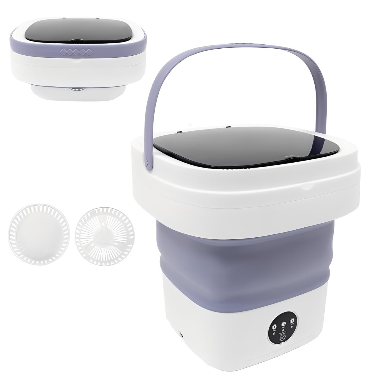 Mini Lavatrice 12 LT Lavatrice Portatile con Cestello Staccabile Pieghevole 3 Modalità Pulizia Profonda, Lavatrice da Viaggio per Campeggio e Viaggio Viola