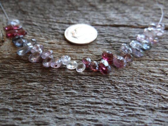 Spinel briolette facettée rose et violet LKBEADS, perle poire naturelle pour bijoux diy